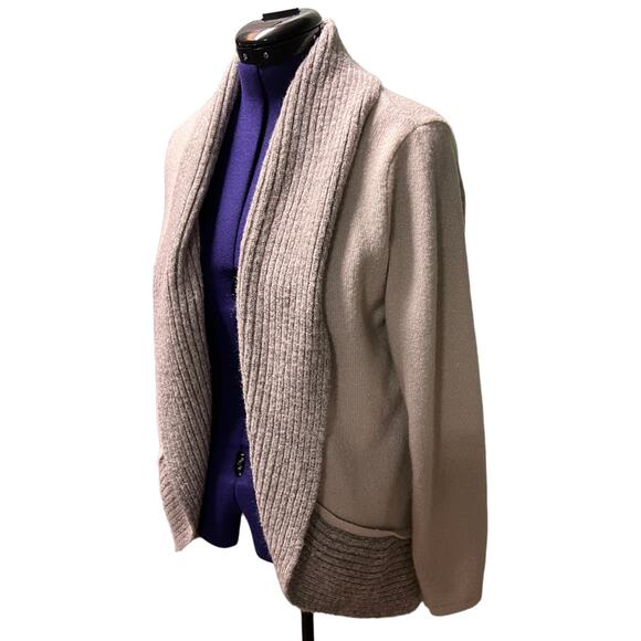 CHICOS Metallic Ribbed Shawl Collar Open Front Cardigan Sweater Size 3 US 14/16 - Picture 5 of 11